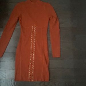 Orange fashion nova fitted dress